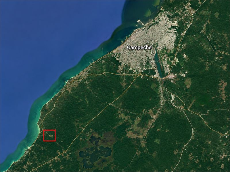 Carte détaillée du site, près de Campeche